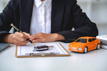 car insurance papers and man