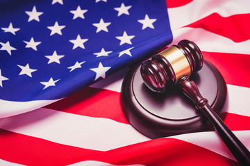 gavel and american flag