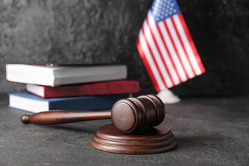 gavel american flag and books