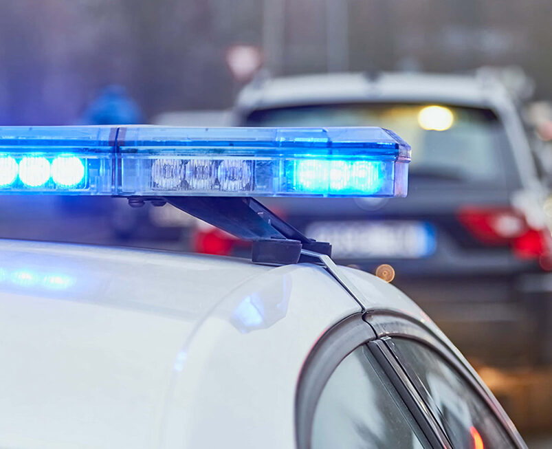 Blue lights of a police car