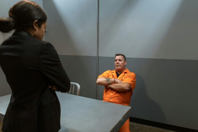 man in police interrogation